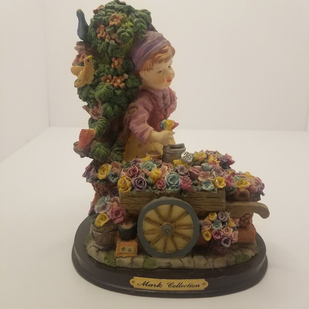 Vintage Marlo Collection Town Flower Girl Cart Birds